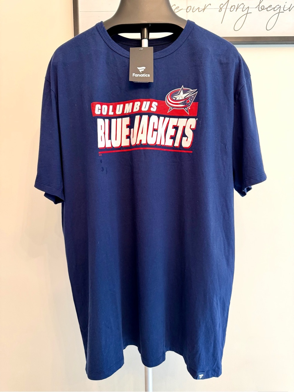Fanatics Navy Columbus Blue Jackets Graphic Tee with Red and White Logo